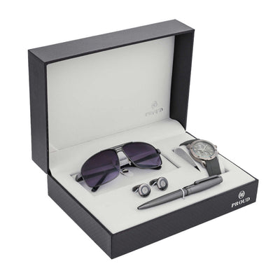 Gunmetal Grey Men Accessories Set