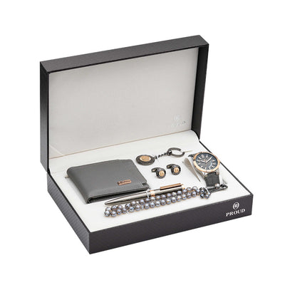 Grey Gold Men Accessory Gift Set