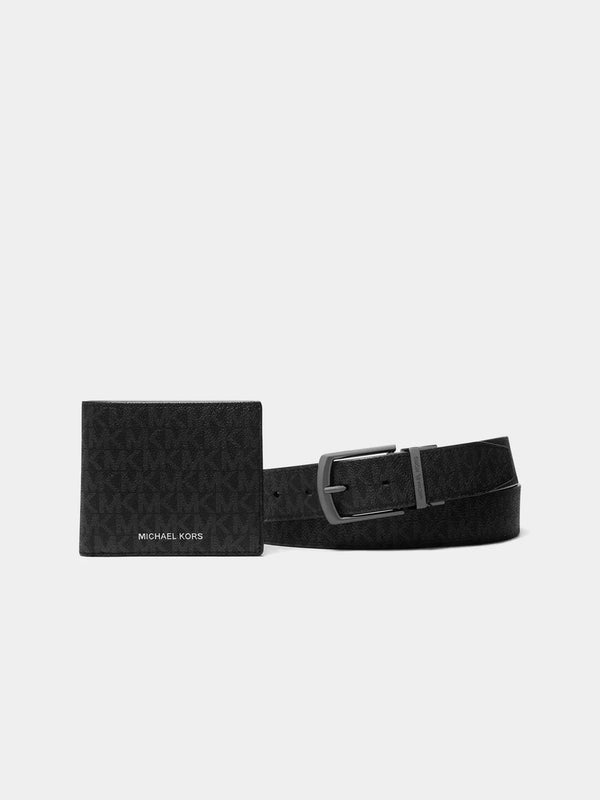 Monogram Black Wallet Belt Set