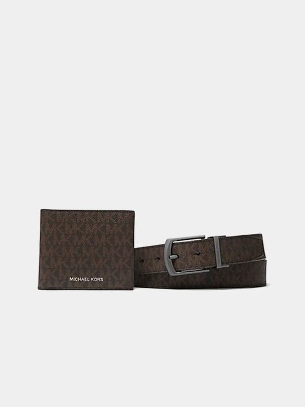 Monogram Brown Wallet Belt Set