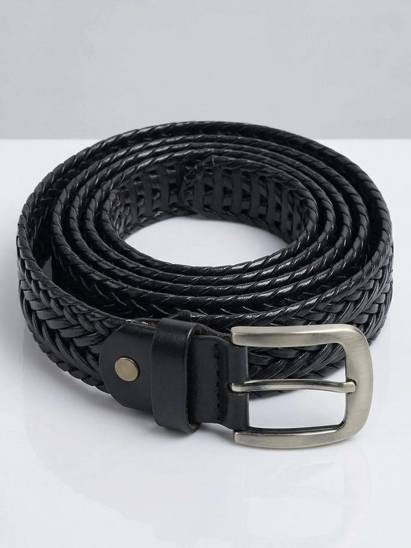 Premium Black Braided Leather Belt