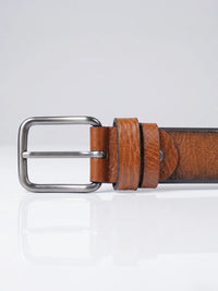 Textured Brown Automatic Buckle Belt