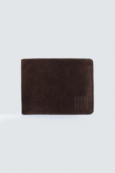 Dark Brown Suede Bifold Wallet