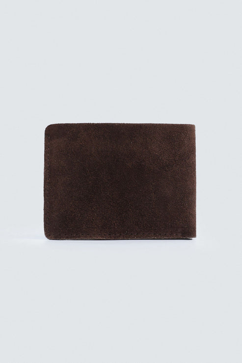 Dark Brown Suede Bifold Wallet