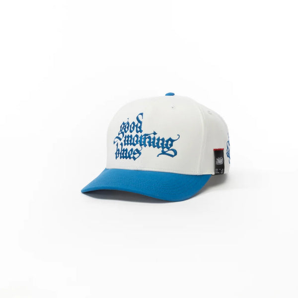 Blue Embroidered Graphic Baseball Cap