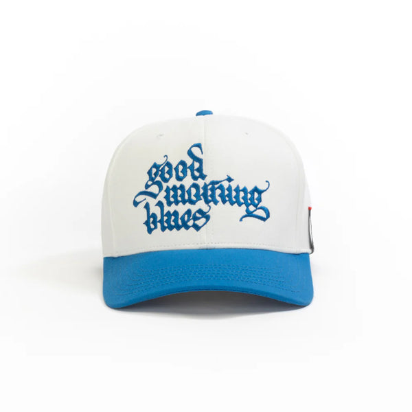 Blue Embroidered Graphic Baseball Cap