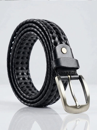 Premium Black Braided Leather Belt