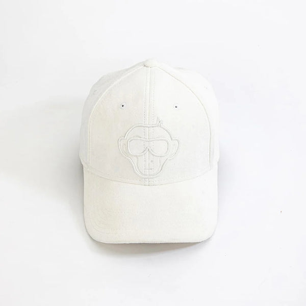 White Embroidered Graphic Baseball Cap