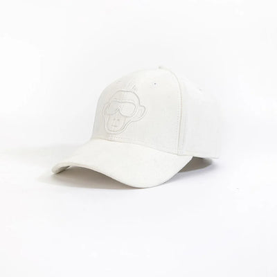 White Embroidered Graphic Baseball Cap