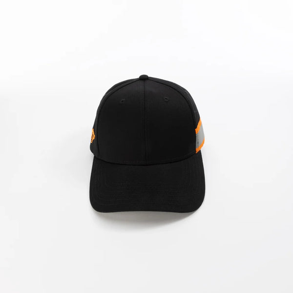 Black Minimal Orange Embroidery Cap