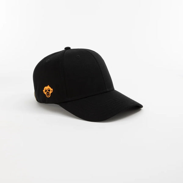 Black Minimal Orange Embroidery Cap